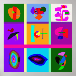 Poster Uma coleção de nove miniaturas de Abstrato 24