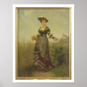 Poster Uma colheita da senhora floresce em uma paisagem
