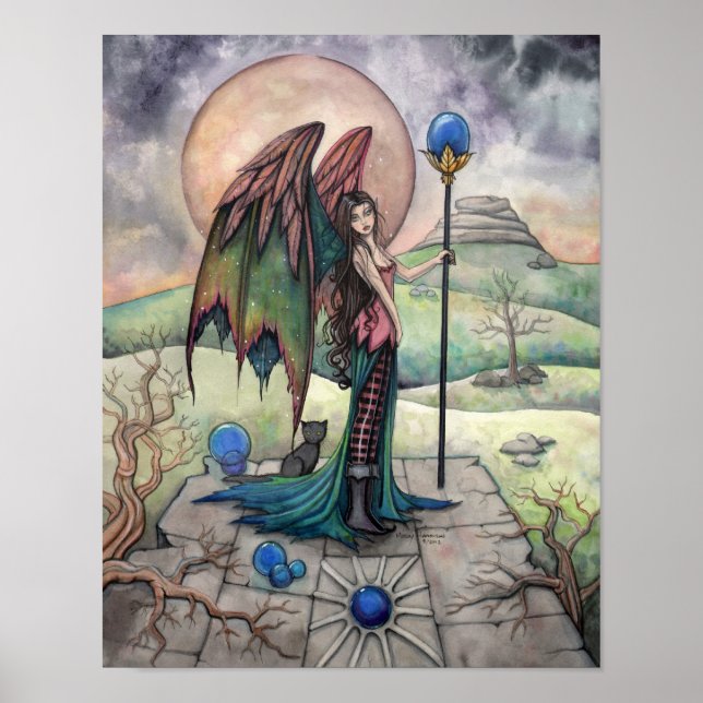 Póster Uma Colheita Lua Fantasia Gótica Arte de Fadas (Frente)