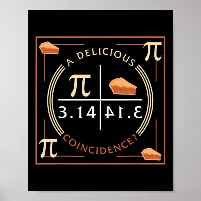 Poster Uma Deliciosa Coincidência Pi Dia 3.14 Matemática (Frente)