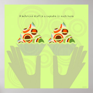 Póster Uma dieta equilibrada de Cupcakes