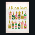 Poster Uma dúzia de garrafas de champanhe cor-de-rosa ros<br><div class="desc">Uma Dúzia de Garrafas de Champanhe Rosa Rosés | Pop Fizz Clink | Pop da borracha | Decoração do carrinho de Bar | Arte Estética Feminina Rosa</div>