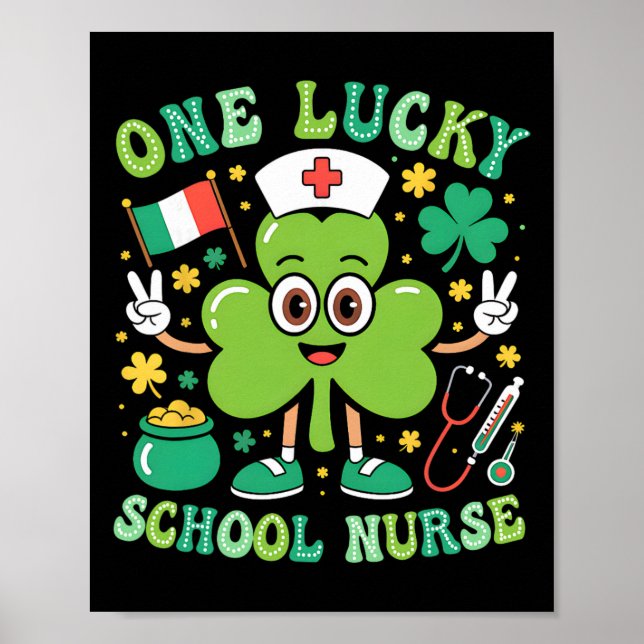 Poster Uma Enfermeira Escolar Sortuda St Patrick's Day Sh (Frente)