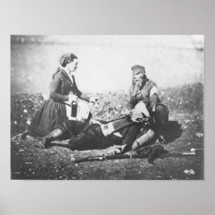 Póster Uma enfermeira que tende um homem ferido