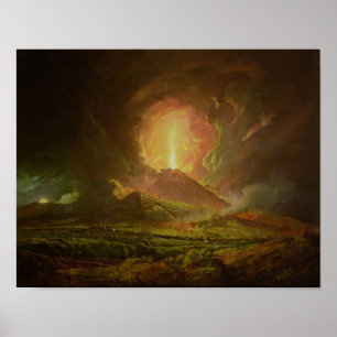 Póster Uma erupção do Vesúvio, vista de Portici