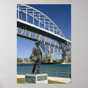 Poster Uma estátua de Thomas Edison pelo artista local