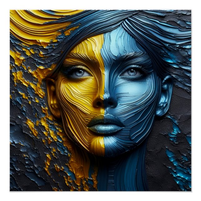 Póster Uma face Abstrato 1 - Arte em relevo (Frente)