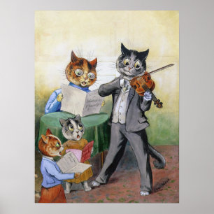 Poster Uma Família de Gatos Músicos, Louis Wain