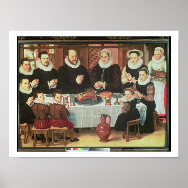 Póster Uma família dizendo graça antes da refeição, 1585  (Frente)