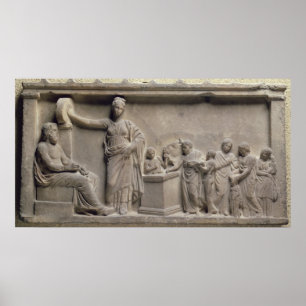 Póster Uma família que sacrifica um touro a Asclepius