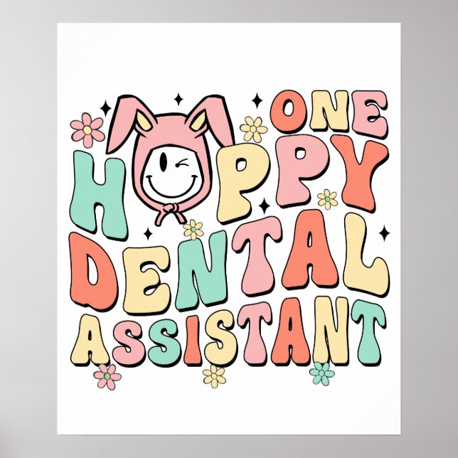 Poster uma feliz assistente dental, retrô, vintage (Frente)
