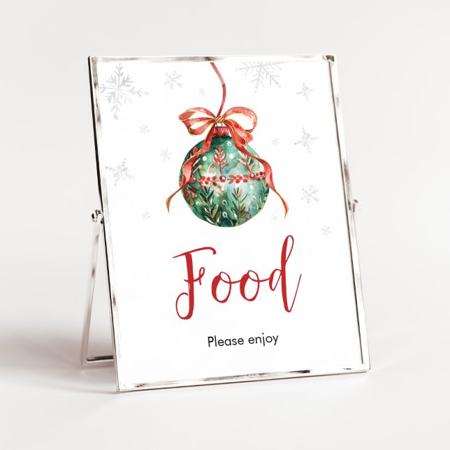 Poster Uma Feliz de Comida de Natal (Merry Little Christmas Ornaments Baby Shower Food Sign)