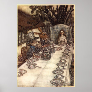 Poster Uma festa mad do chá de Arthur Rackham