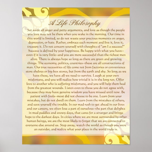 Poster Uma Filosofia Simples da Vida (Frente)