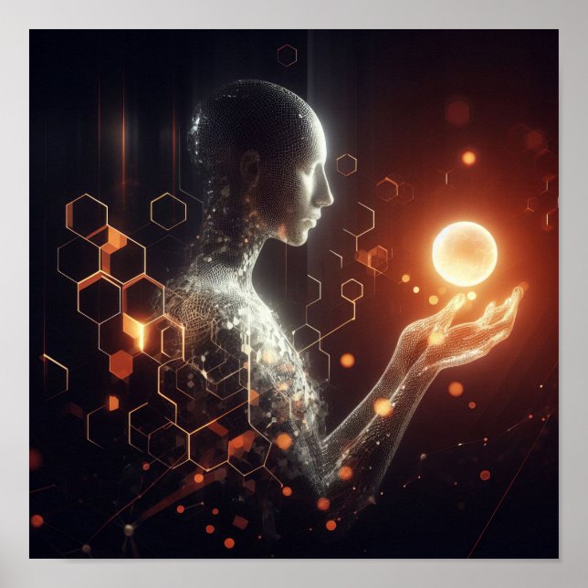 Poster Uma forma de vida digital interagindo com uma esfe (Frente)