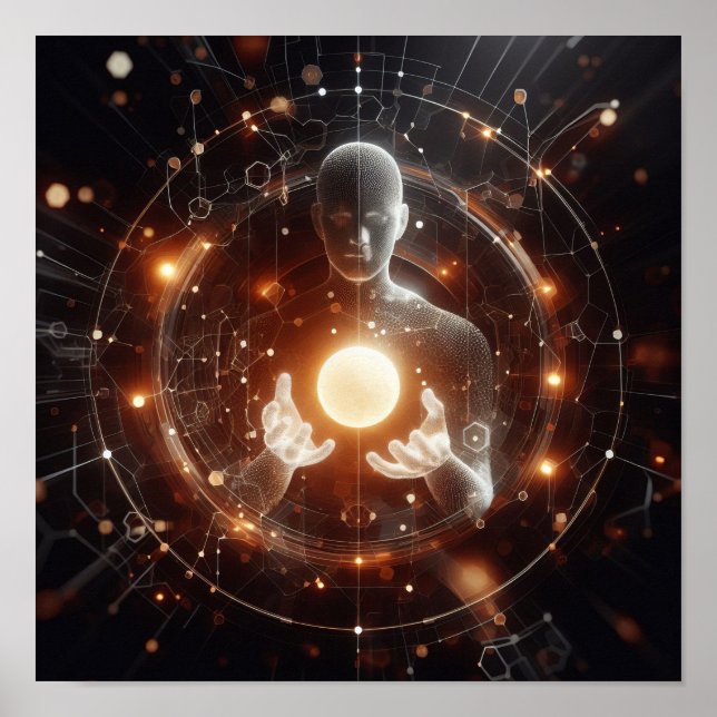 Poster Uma forma de vida digital interagindo com uma esfe (Frente)