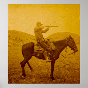 Póster Uma Foto em Horseback Vintage Sepia