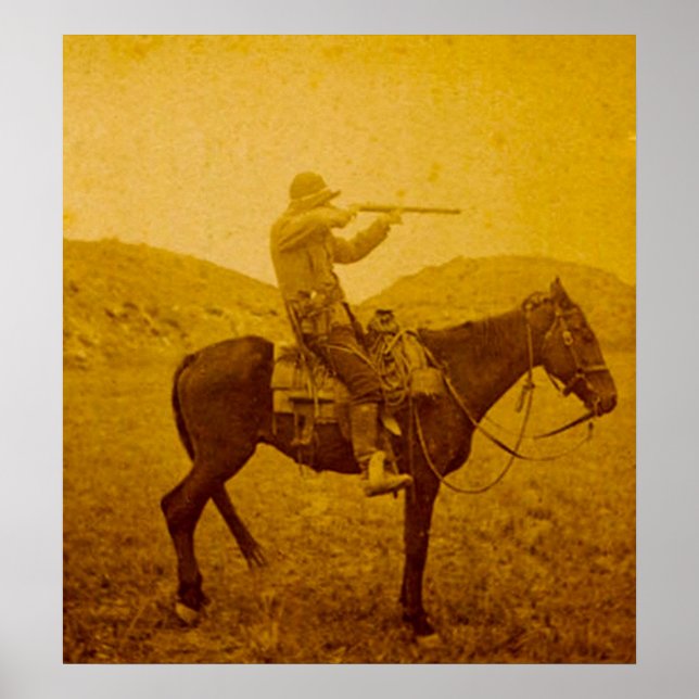 Póster Uma Foto em Horseback Vintage Sepia (Frente)