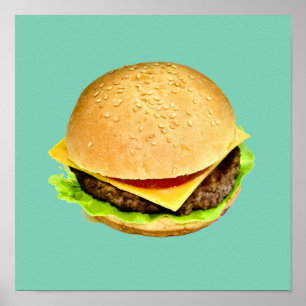 Póster Uma foto suculenta grande do cheeseburger