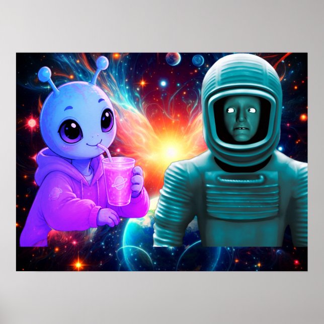Poster Uma Garota Alienigena Fofa + Uma Parede de Menino  (Frente)