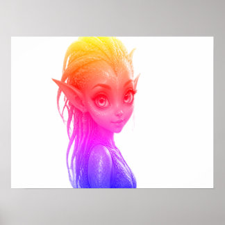Poster Uma Garota Alienigena Rosa Fofa Numa Parede
