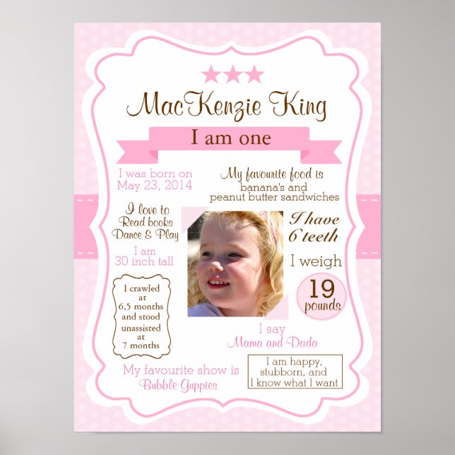 Poster Uma garota rosa, um ano, assina sua garota de aniv (Frente)