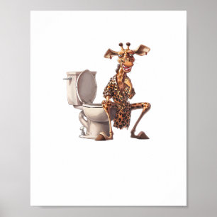 Poster Uma Girafa Fofa De Pijama Sentada Na Casa De Banho