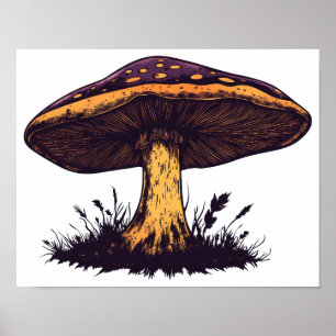 Poster Uma ilustração de cogumelo arte vibrante.-pequeno