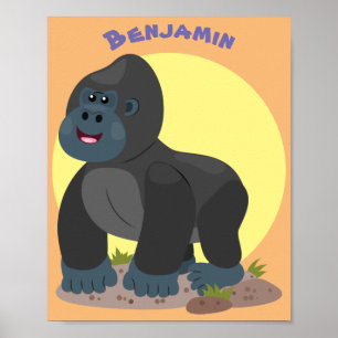 Poster Uma ilustração de desenho animado de gorila, um gr