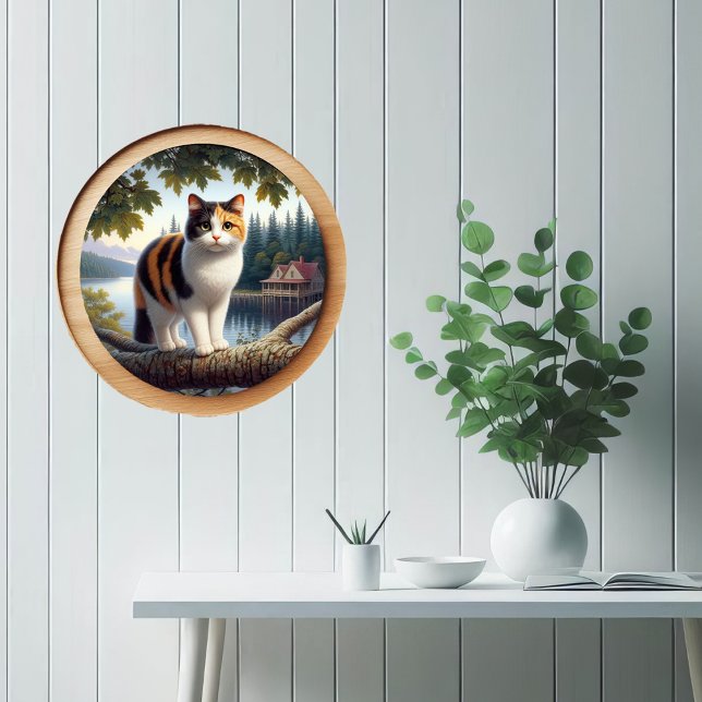 Poster Uma imagem circular em 3D de um lindo gato do Cali (Criador carregado)