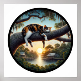 Poster Uma imagem circular em 3D de um lindo gato do Cali