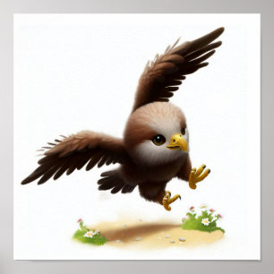 Poster Uma imagem de aquarela 3D renderizada de uma águia