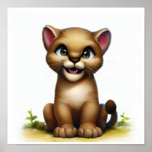 Poster Uma imagem em aquarela 3D de um jovem charuto