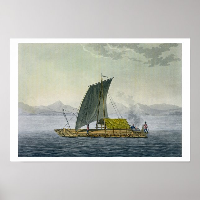 Poster Uma jangada saindo do porto de Guayaquil, Equador, (Frente)