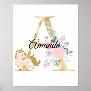 Poster Uma letra com monograma de nome personalizado com 