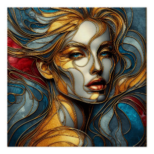 Póster Uma Linda Mulher Em Vidro Escondido
