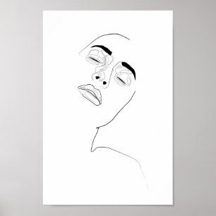 Poster Uma linha ilustração da forma das mulheres