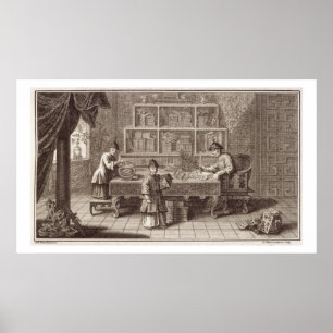 Poster Uma loja chinesa da caligrafia, de uma conta do