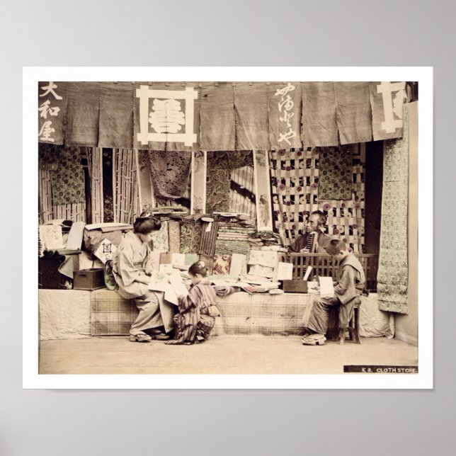 Poster Uma loja de roupas japonesa, c.1890 (foto colorida (Frente)