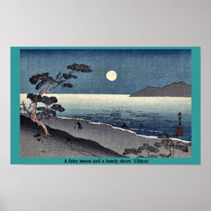 Póster Uma lua feericamente e uma costa só Ukiyoe