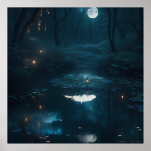 Poster Uma Lua Sonhadora Em Uma Floresta Densa