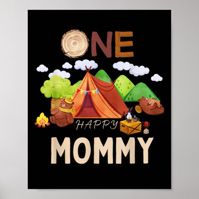 Poster Uma Mamãe Feliz Bear Primeira Família de Aniversár (Frente)