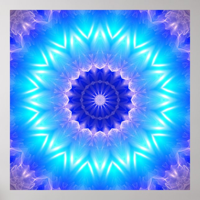 Poster uma mandala ciana para a garganta chakra (comunica (Frente)