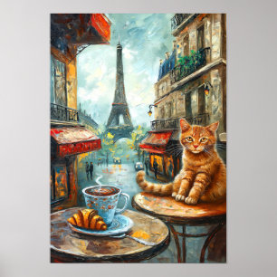 Poster Uma manhã em Paris Ginger Cat em um café