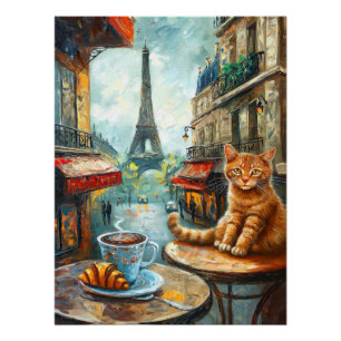 Póster Uma manhã em Paris   Ginger Cat em um café