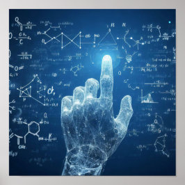 Poster Uma mão humanoide sobreposta a uma ficha