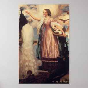 Póster Uma Menina Alimentando Pavões