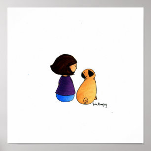 Póster Uma menina e seu Pug (versão triguenha)