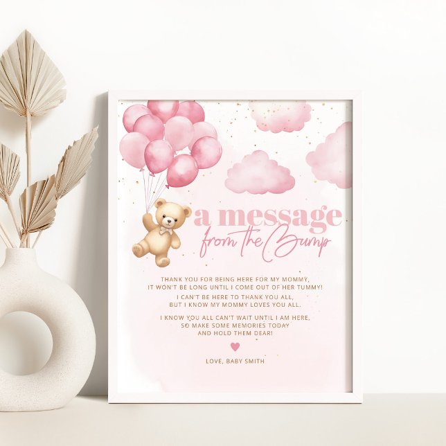 Poster Uma mensagem do ursinho rosa bump (Criador carregado)