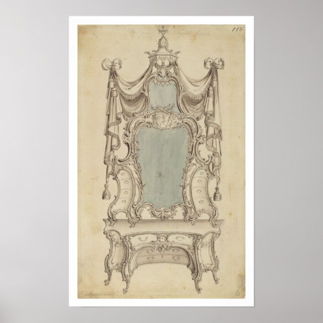 Póster Uma mesa 'Toylet', de um gabinete de cavalheiros (Frente)